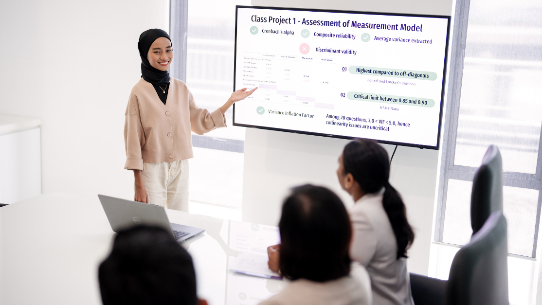 a senior student giving a presentation 