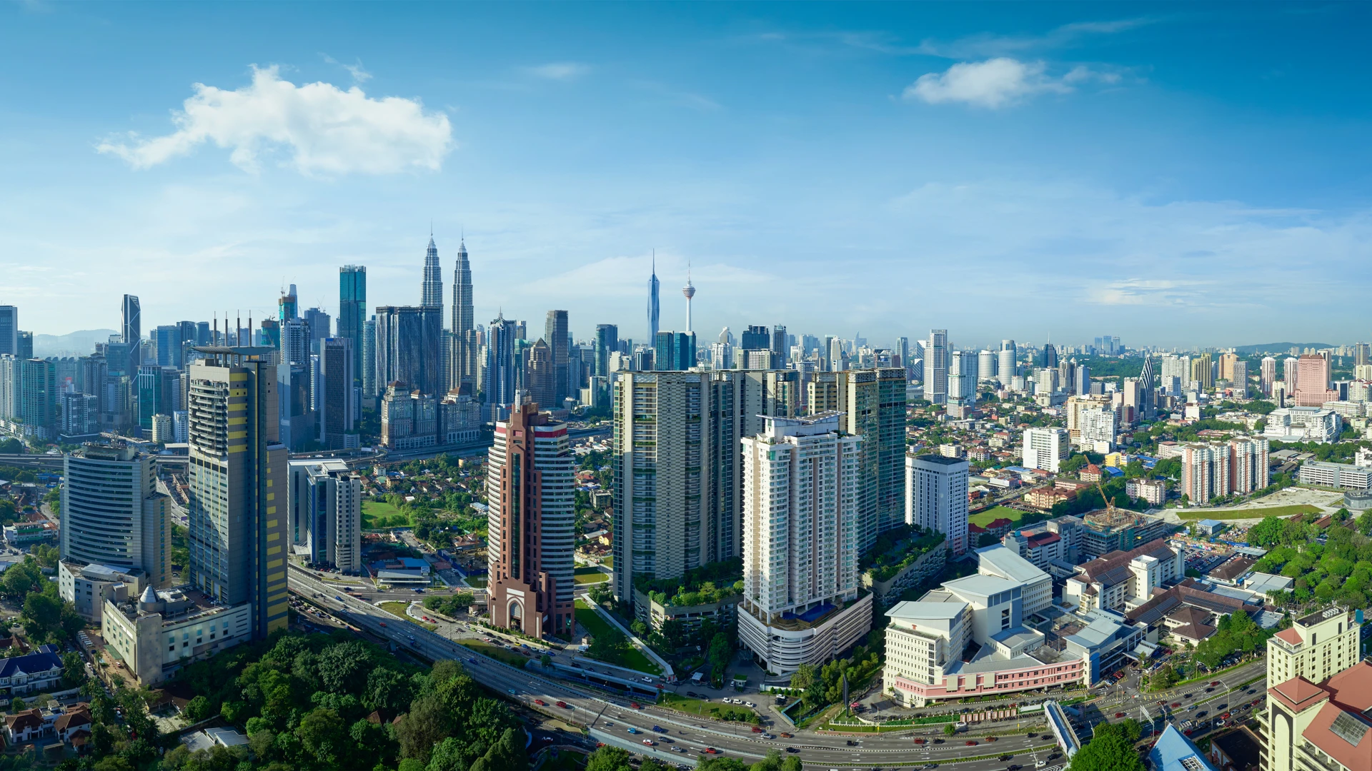 Bird's eye view of Kuala Lumpur landscape in Malaysia 
