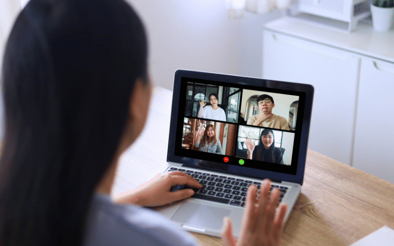 Woman having video call 