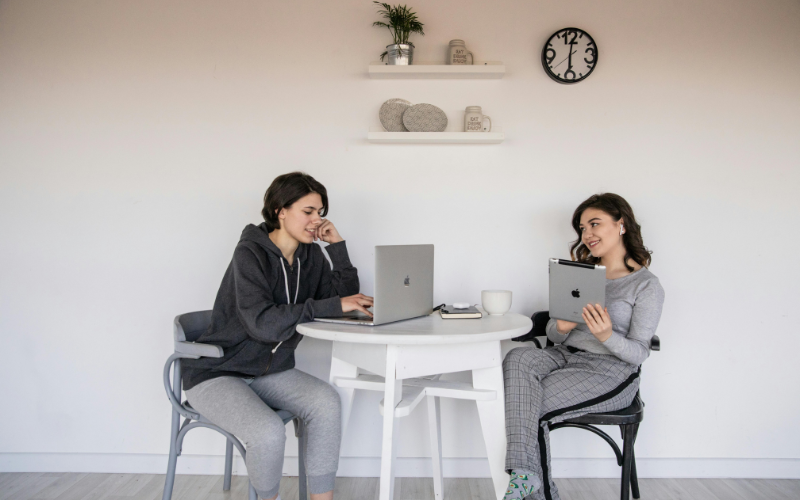 Two people talking to each other