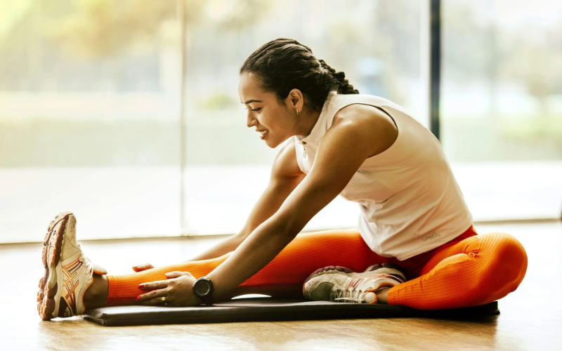 A girl doing exercise