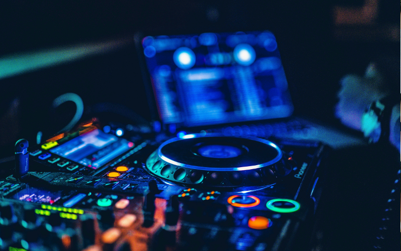 Picture of a colourful DJ Table