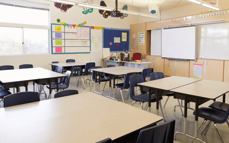 A clear and clean classroom space