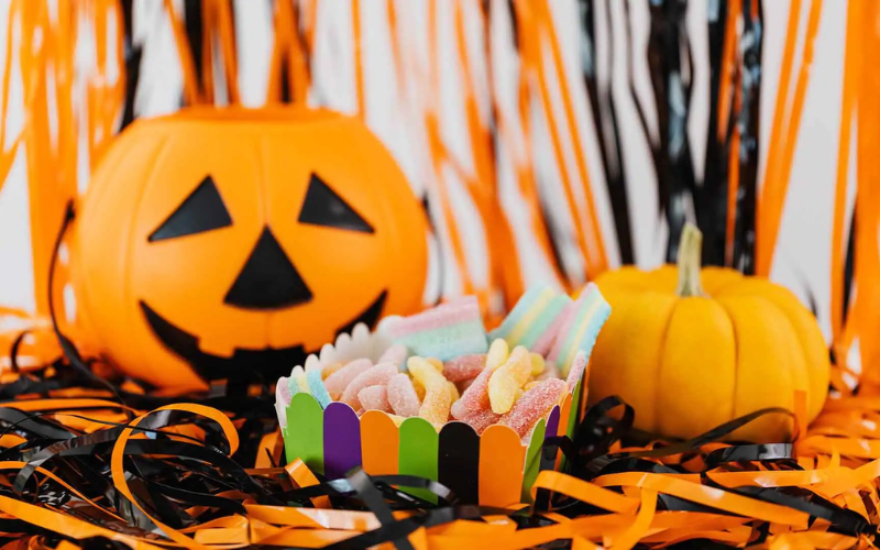 halloween pumpkin and candy