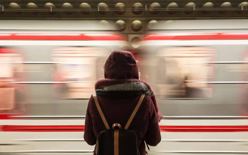 A girl waiting for train