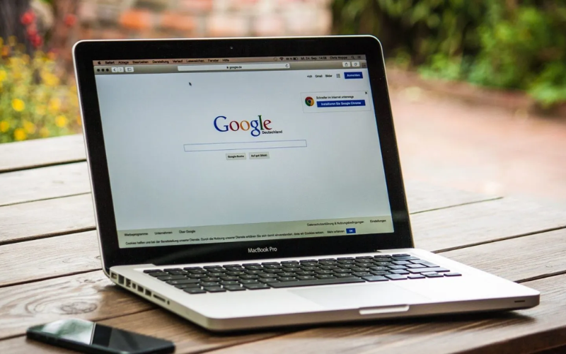 Laptop screen with google open