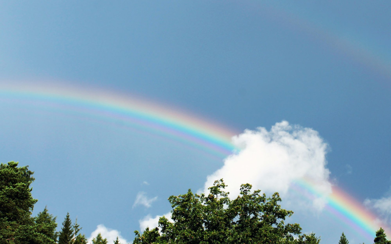 Sky with cloud and rainbow