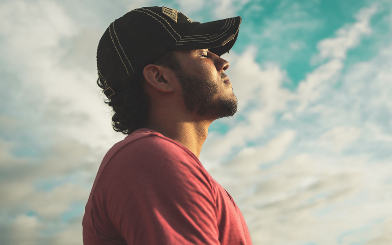 A person with his eyes closed