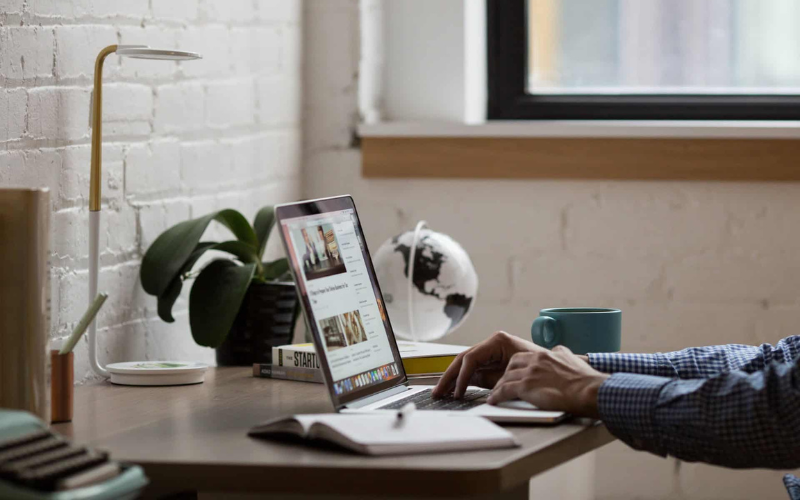 Working on project using a laptop