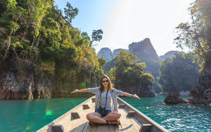 Girl sitting on a boat