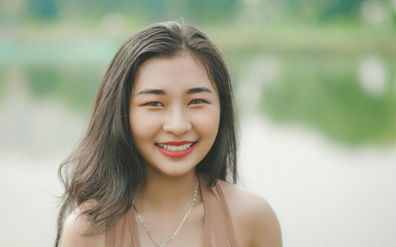 A girl with a smile on her face