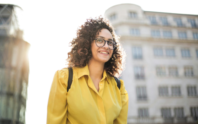 A girl carrying a backpack