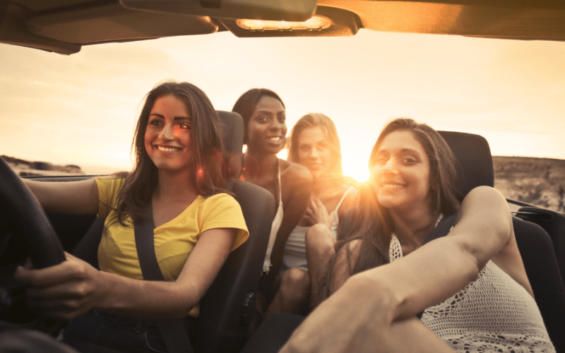 Ladies driving in a car