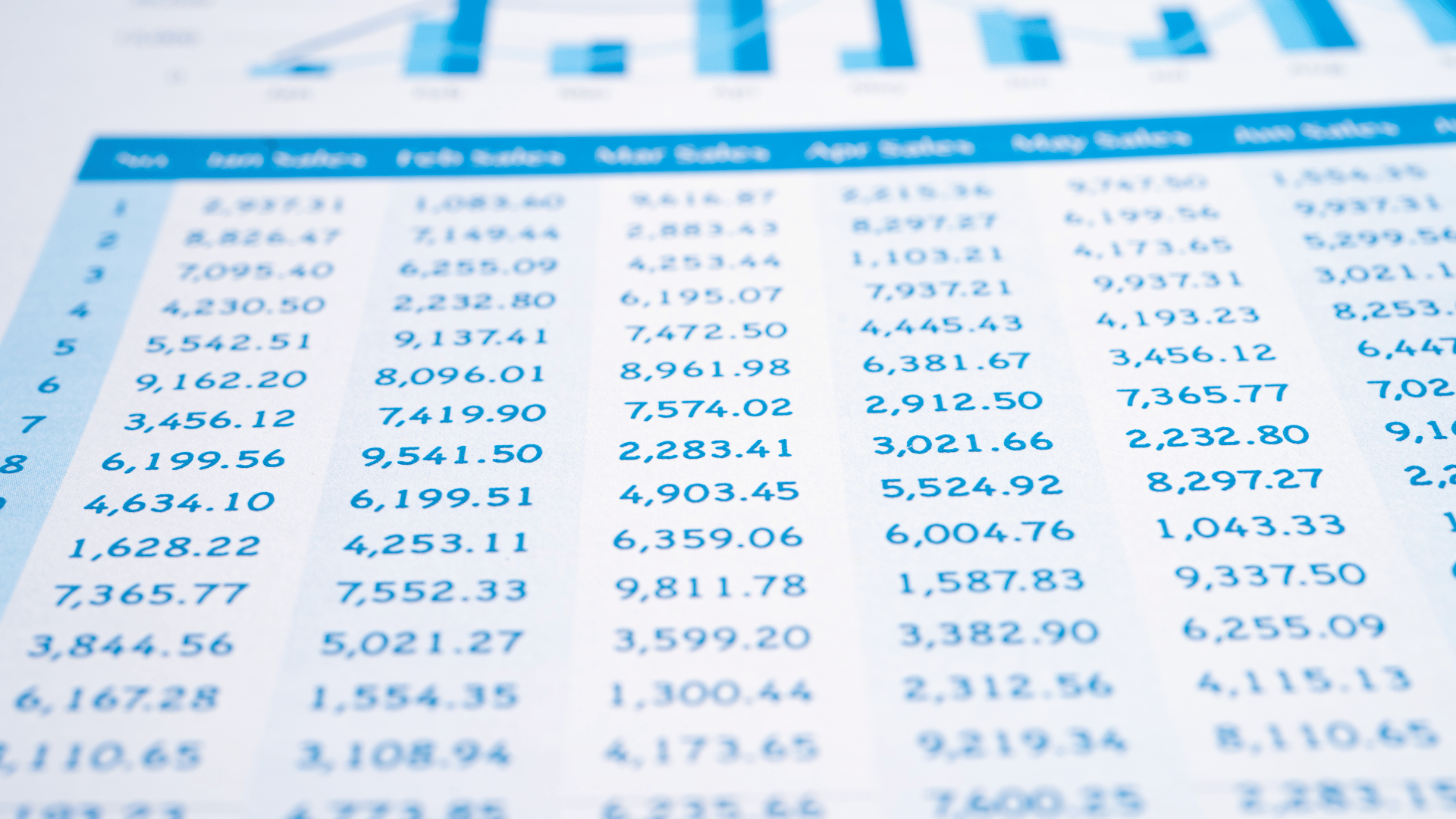Rows of numbers on a paper