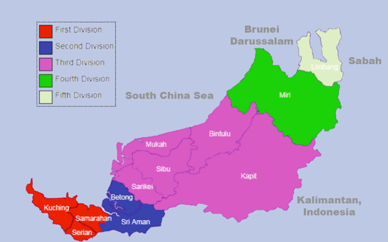 How many divisions are there in Sarawak?