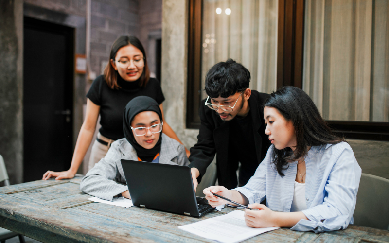 Students having a discussion