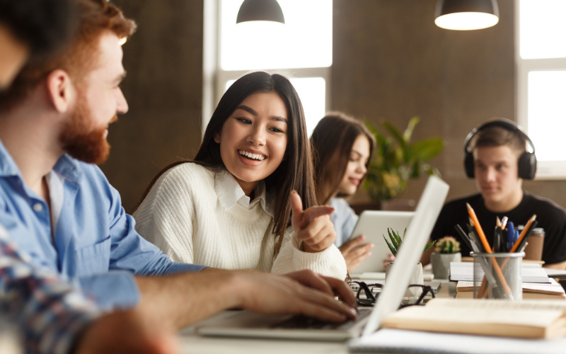 Students having a discussion