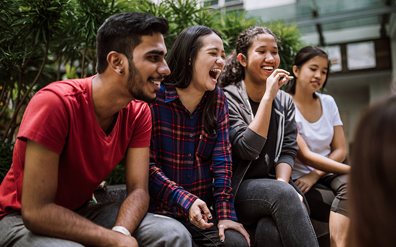 Youths sharing a laugh