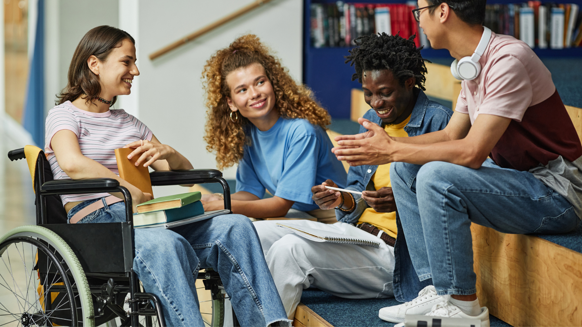 Diverse students hanging out