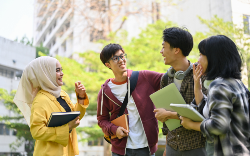 Students having a conversation