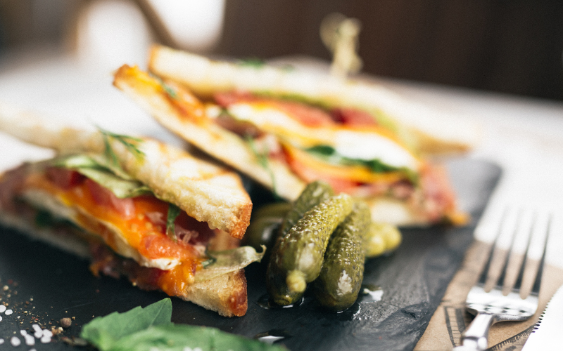 Sandwich with a side of pickles