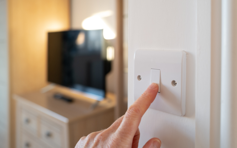 Finger turning on a switch