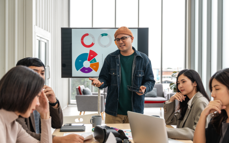 Man talking to a group of people