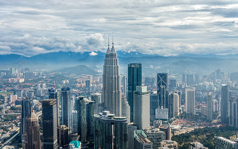 Panoramic view over the city of Kuala Lumpur, Malaysia