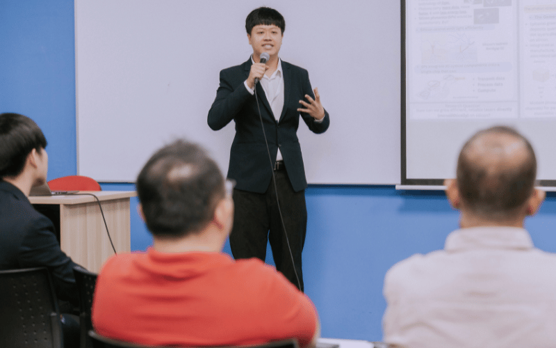 Taylor's College student doing his presentation