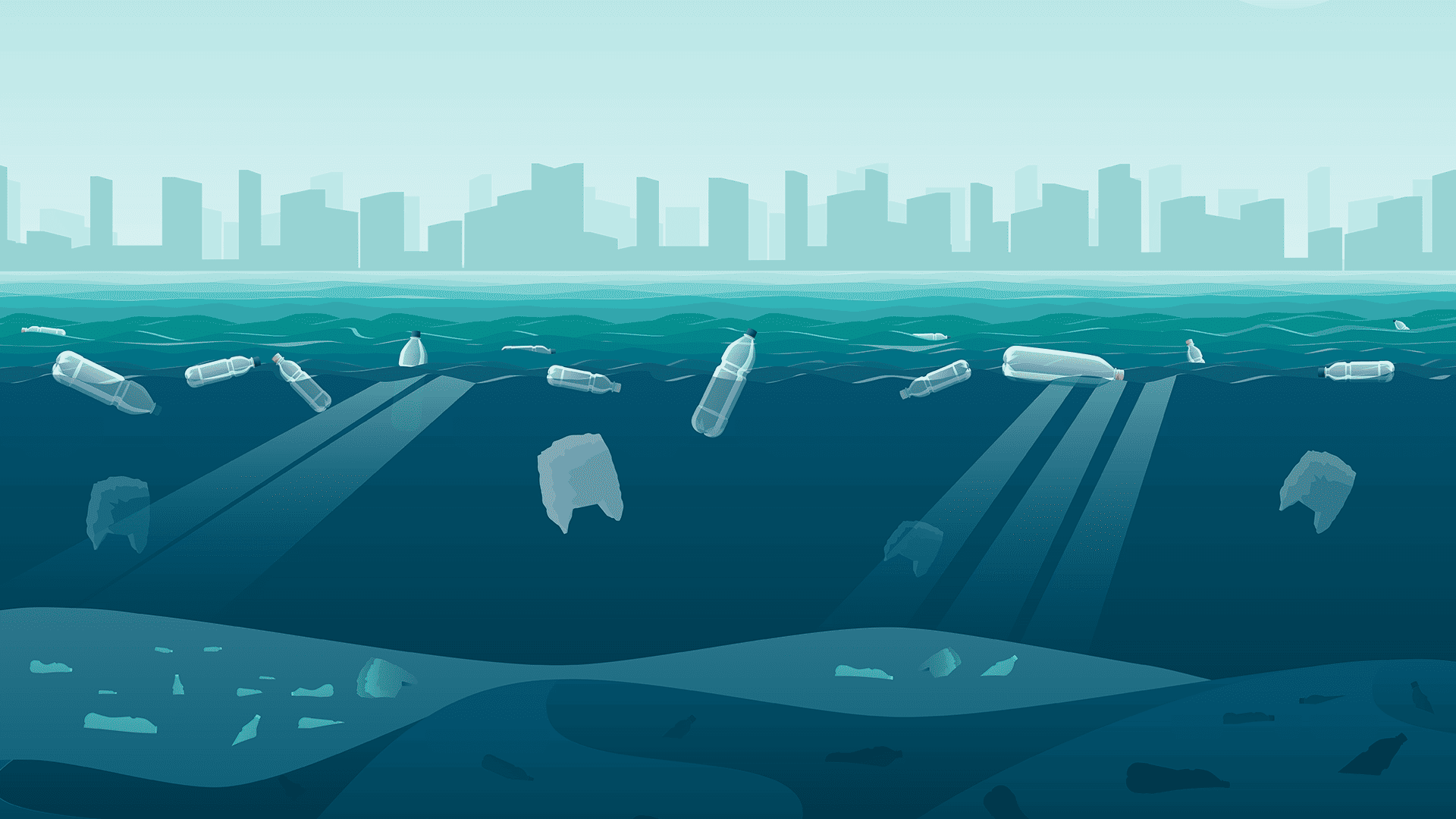 Illustration showing ocean rubbish