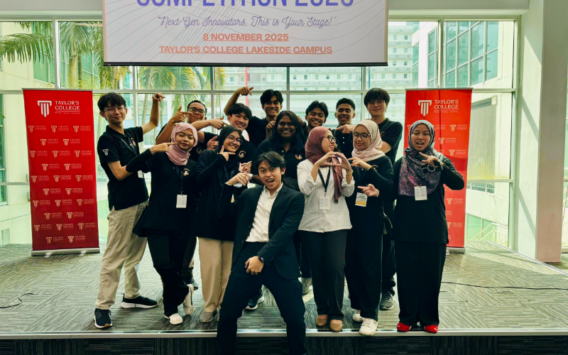 Jayden and fellow Taylor's College students celebrating at the Innovation Competition 2025