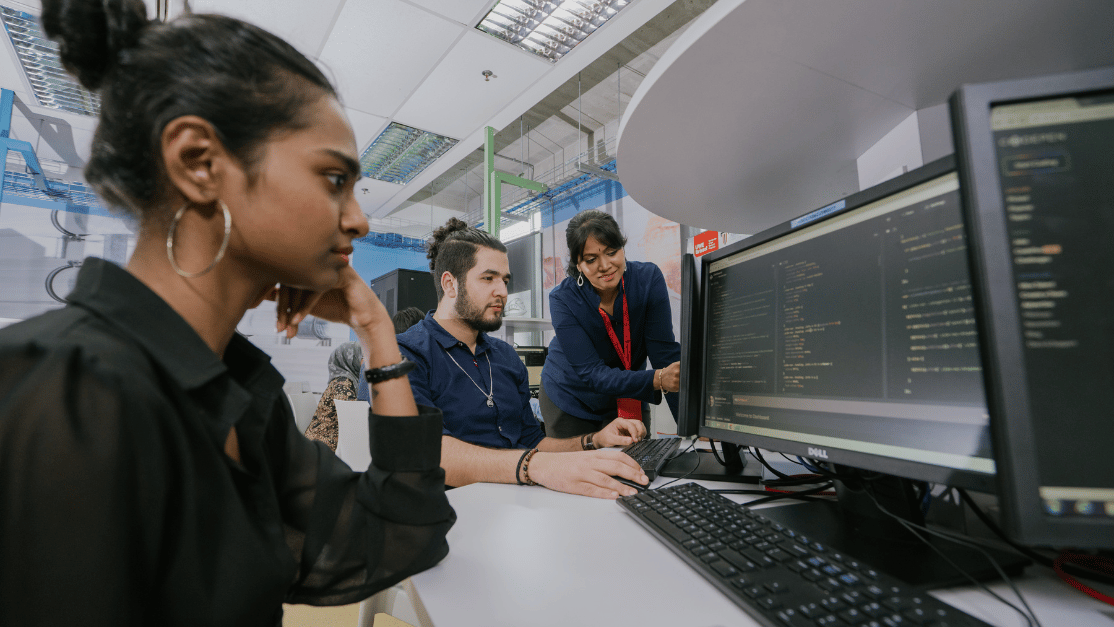 Students learning about programming