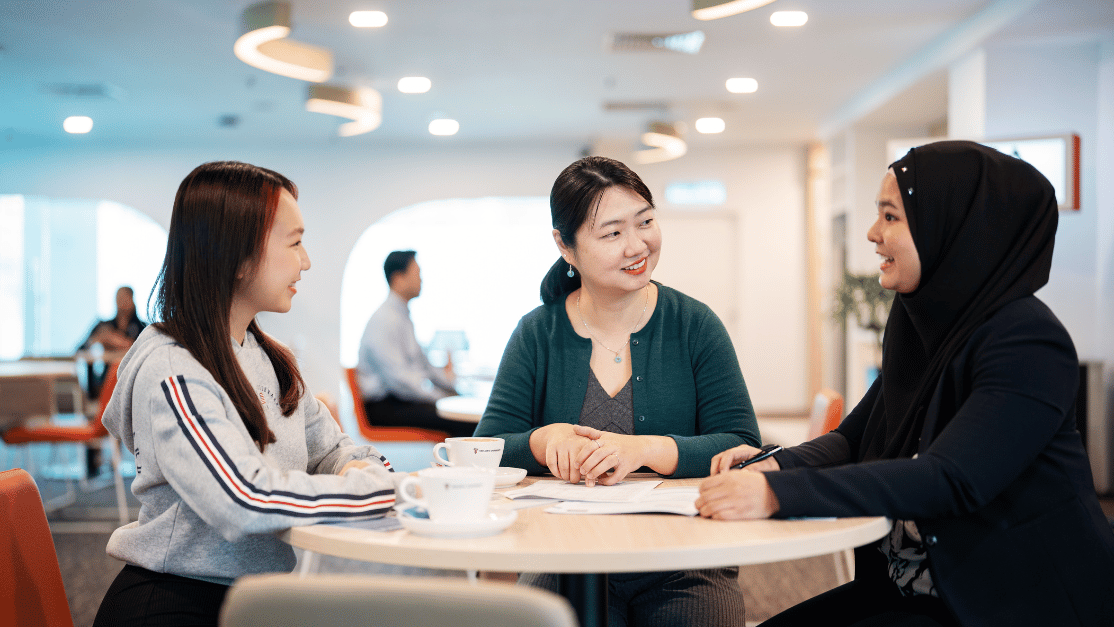 Counsellor engages with parent and student