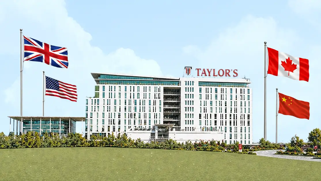 Taylor's Campus and flags
