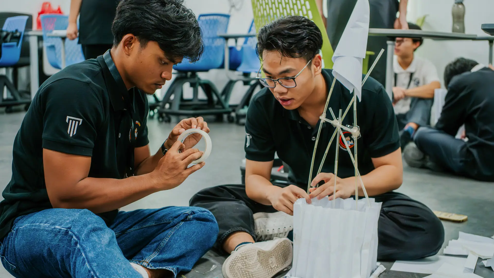 Natural & Built Environment Foundation students are hands-on with crafting project.