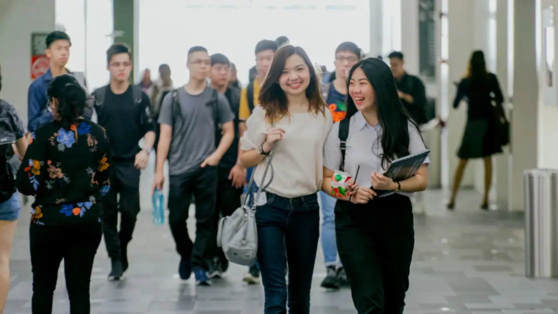 Students walk together after class