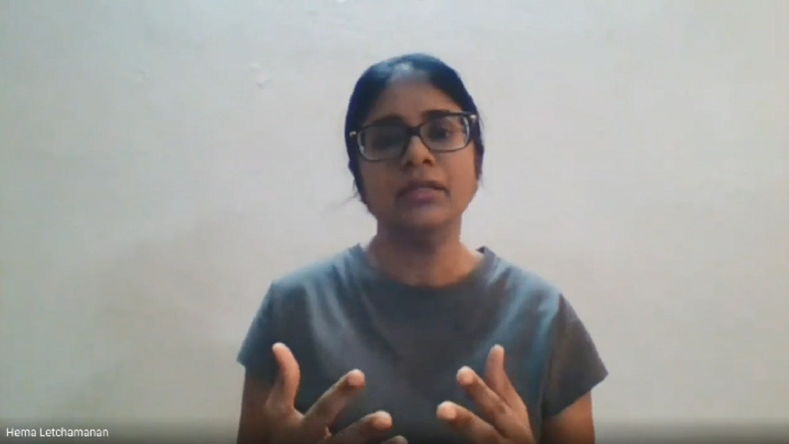 woman giving a speech online