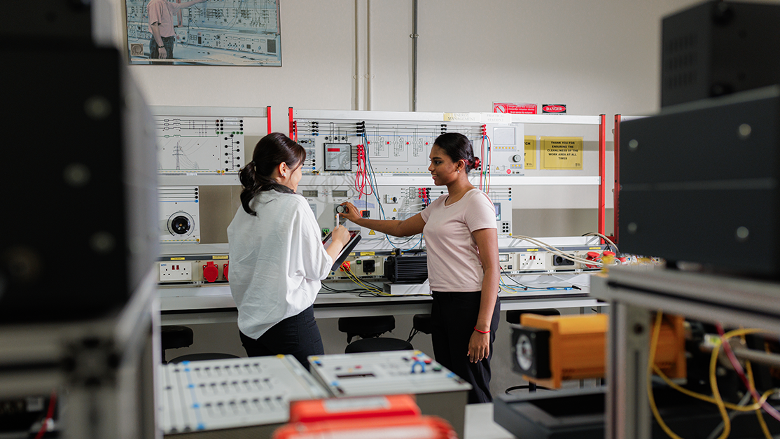 Students exploring electronic distribution system