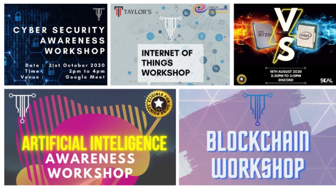 collage of different basic technology workshop posters