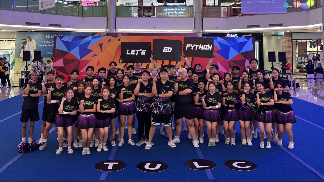 cheerleading students performing at an event 