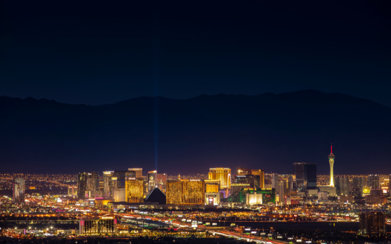 A night view of the Las Vegas Strip in Nevada, USA